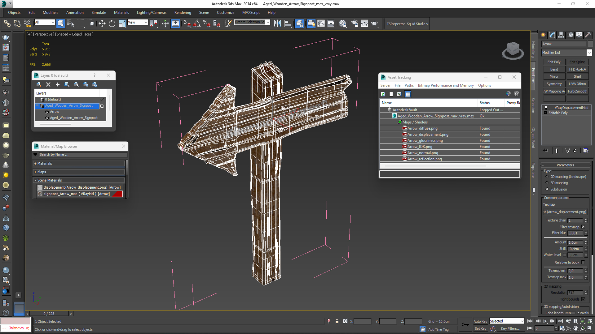 3D Aged Wooden Arrow Signpost