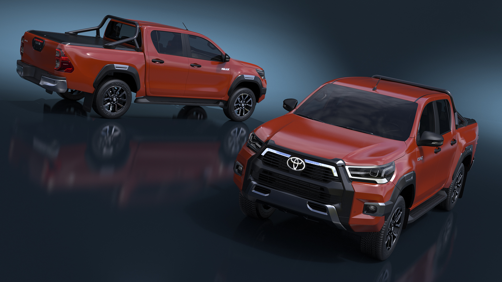 3D Toyota Hilux 2022 Orange Rigged