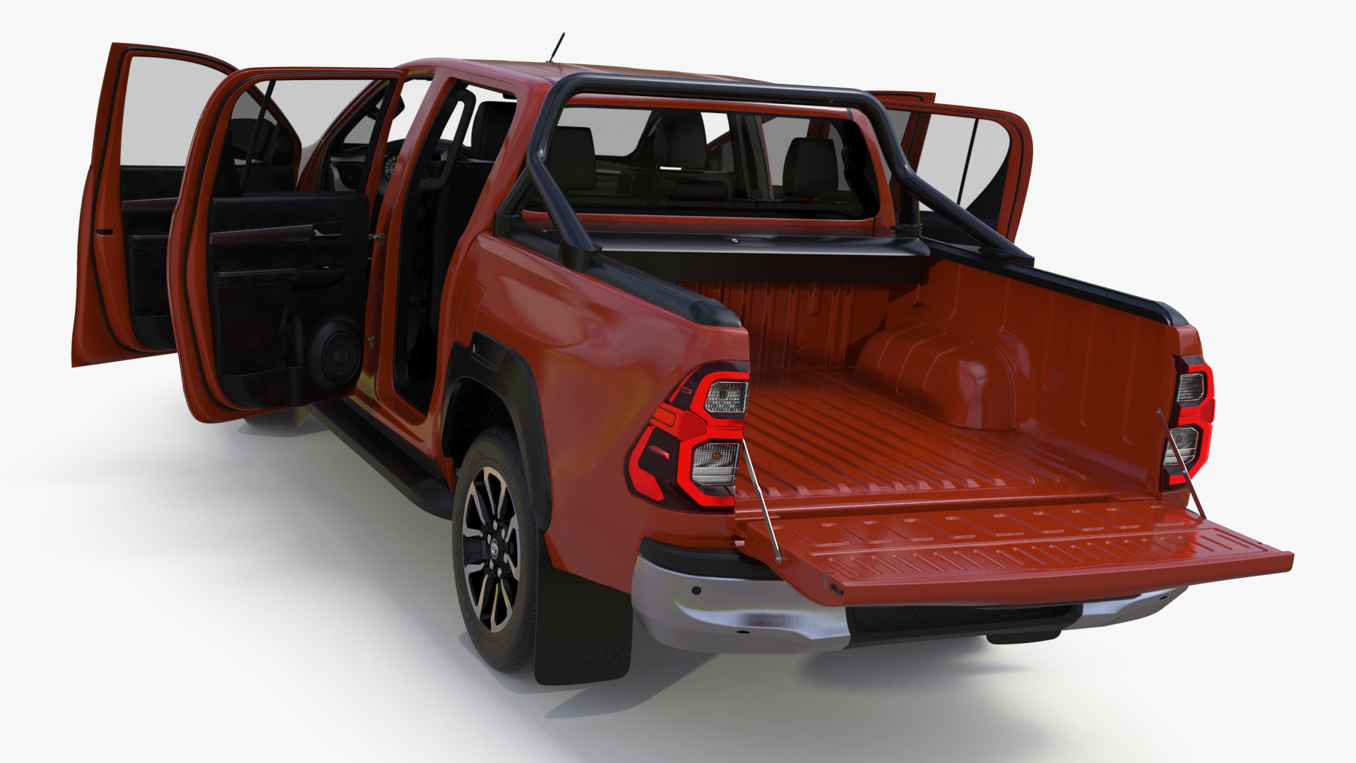 3D Toyota Hilux 2022 Orange Rigged