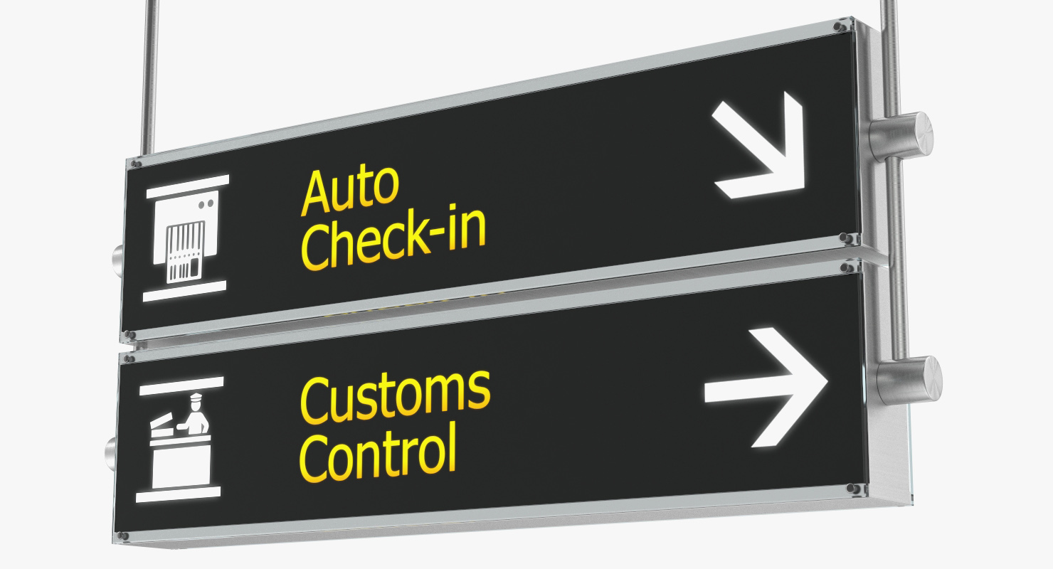 Airport Signs Customs Control 3D model