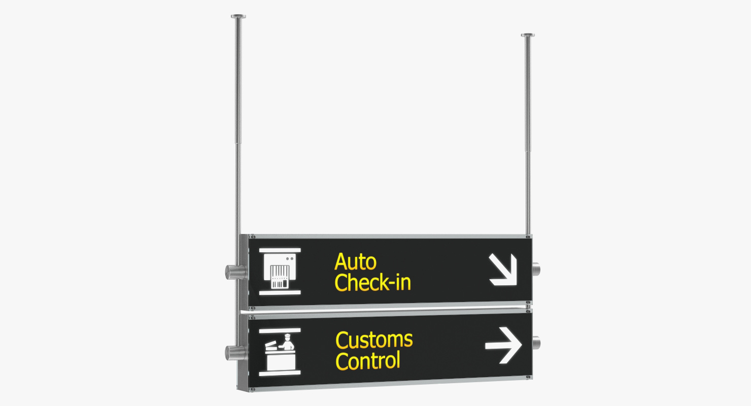 Airport Signs Customs Control 3D model