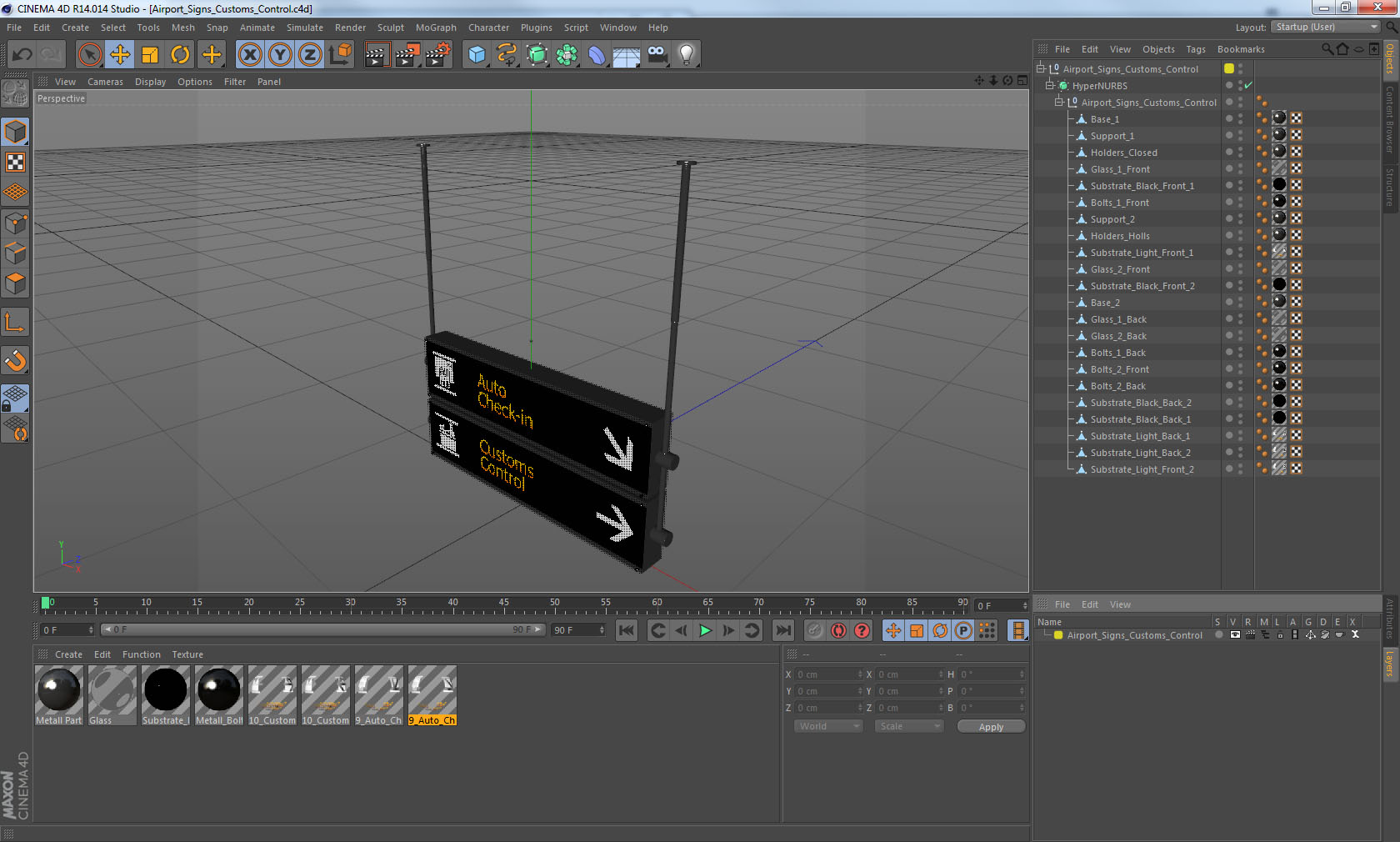 Airport Signs Customs Control 3D model