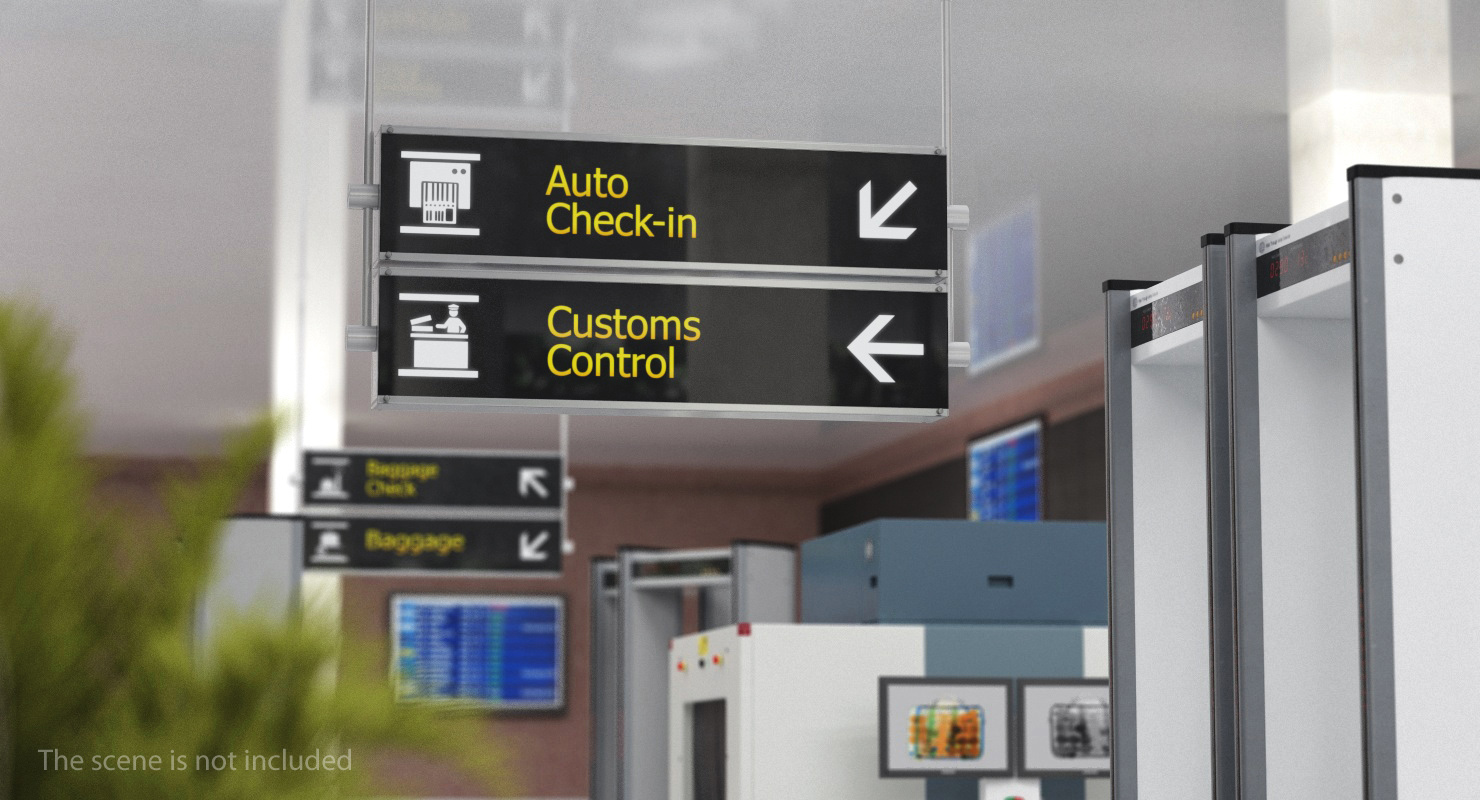 Airport Signs Customs Control 3D model