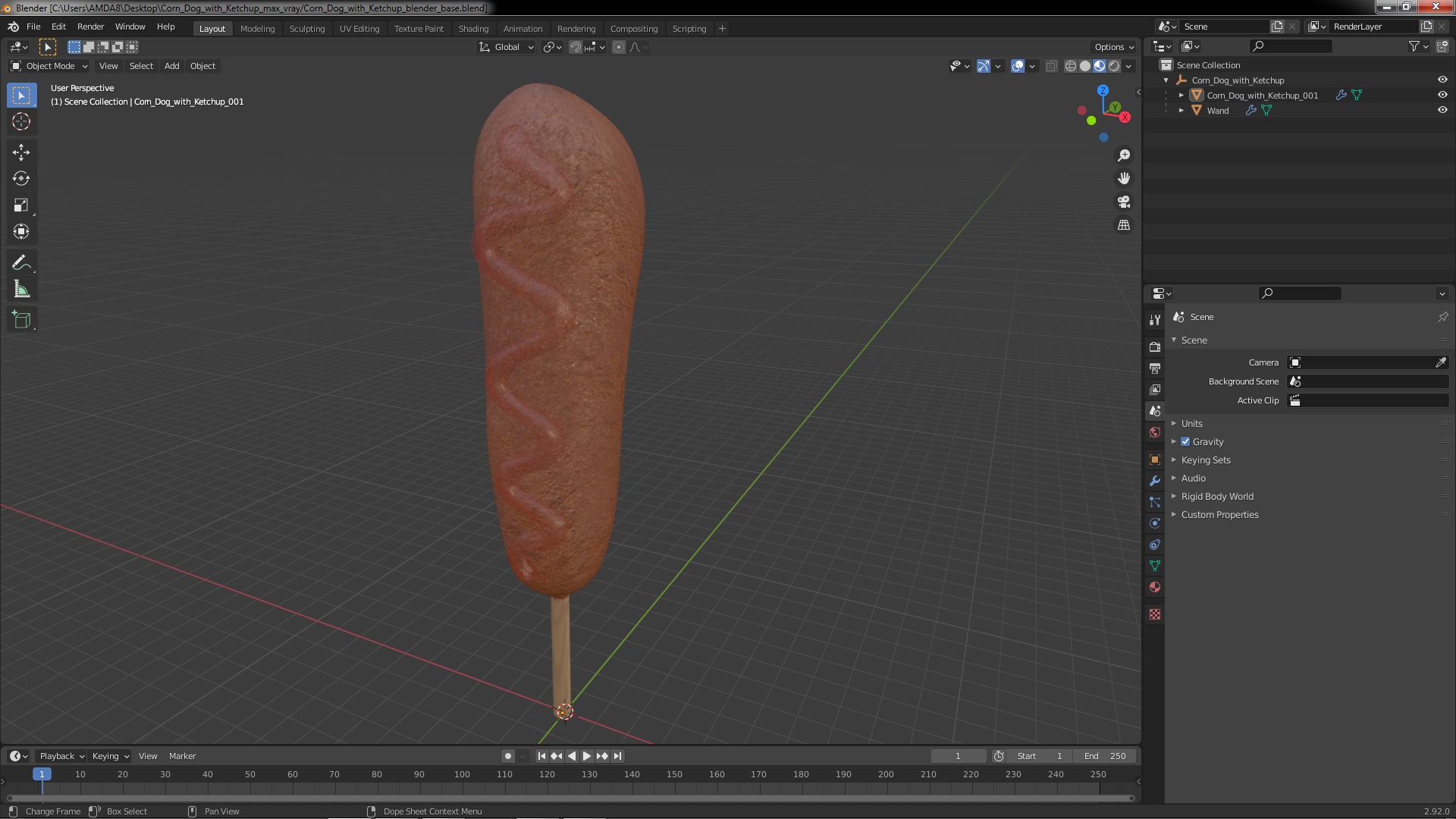 3D Corn Dog with Ketchup