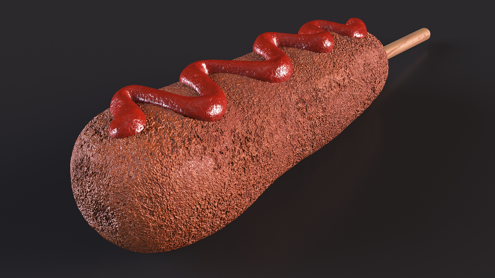 3D Corn Dog with Ketchup
