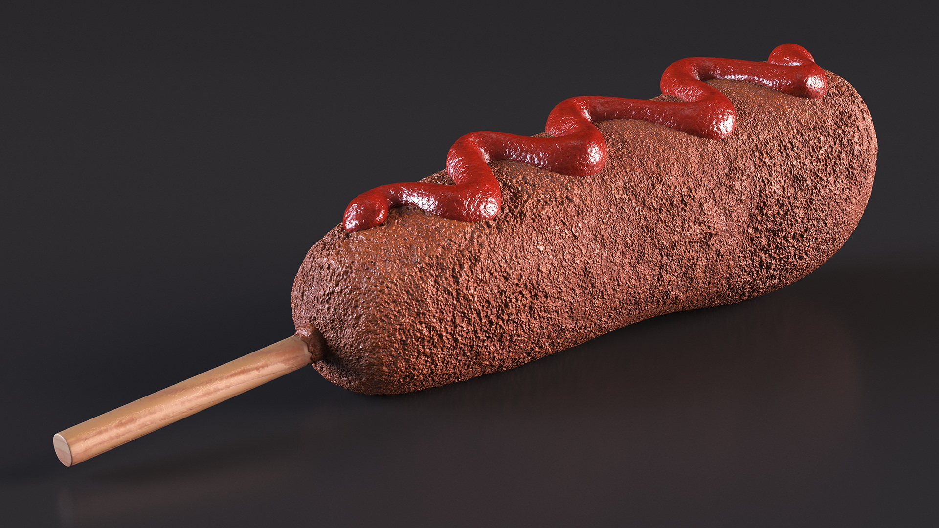 3D Corn Dog with Ketchup