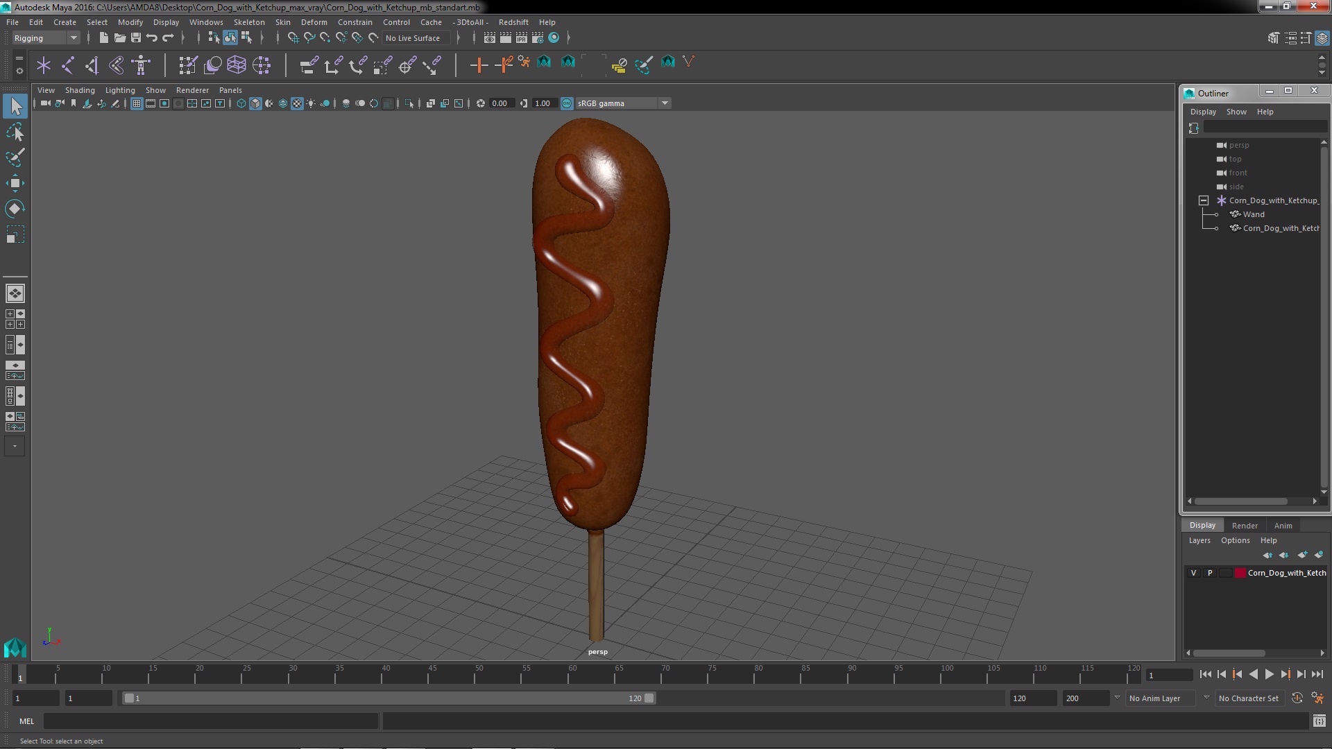 3D Corn Dog with Ketchup