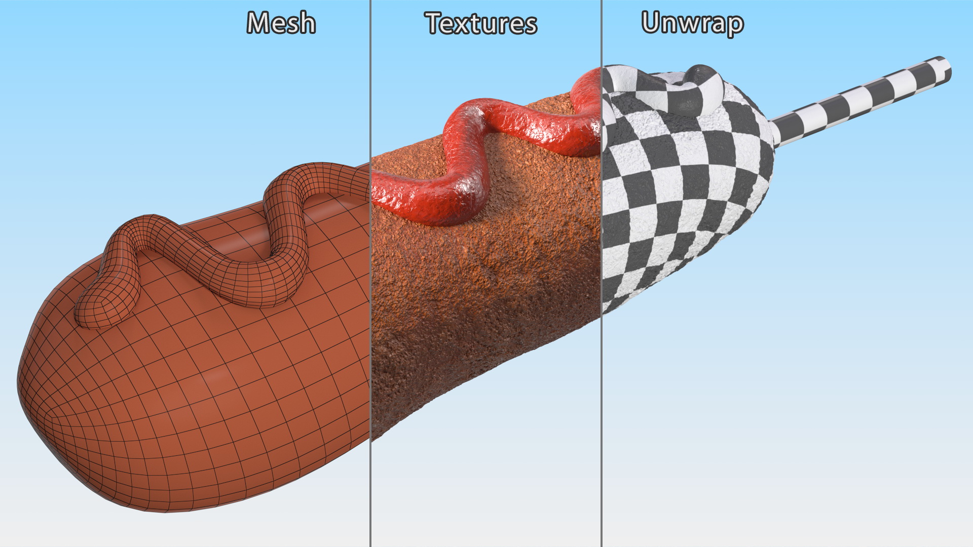 3D Corn Dog with Ketchup