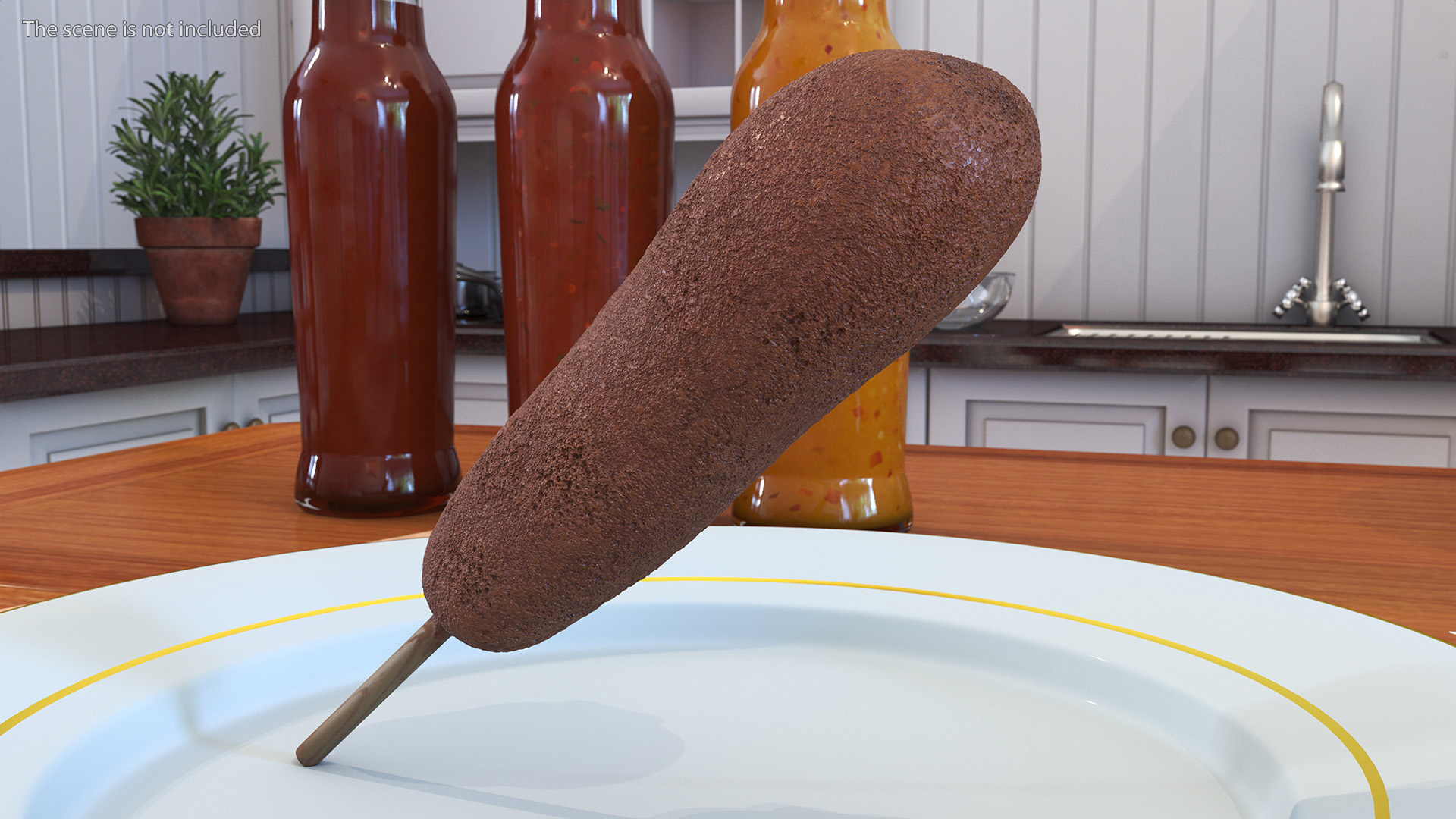 3D Corn Dog with Ketchup
