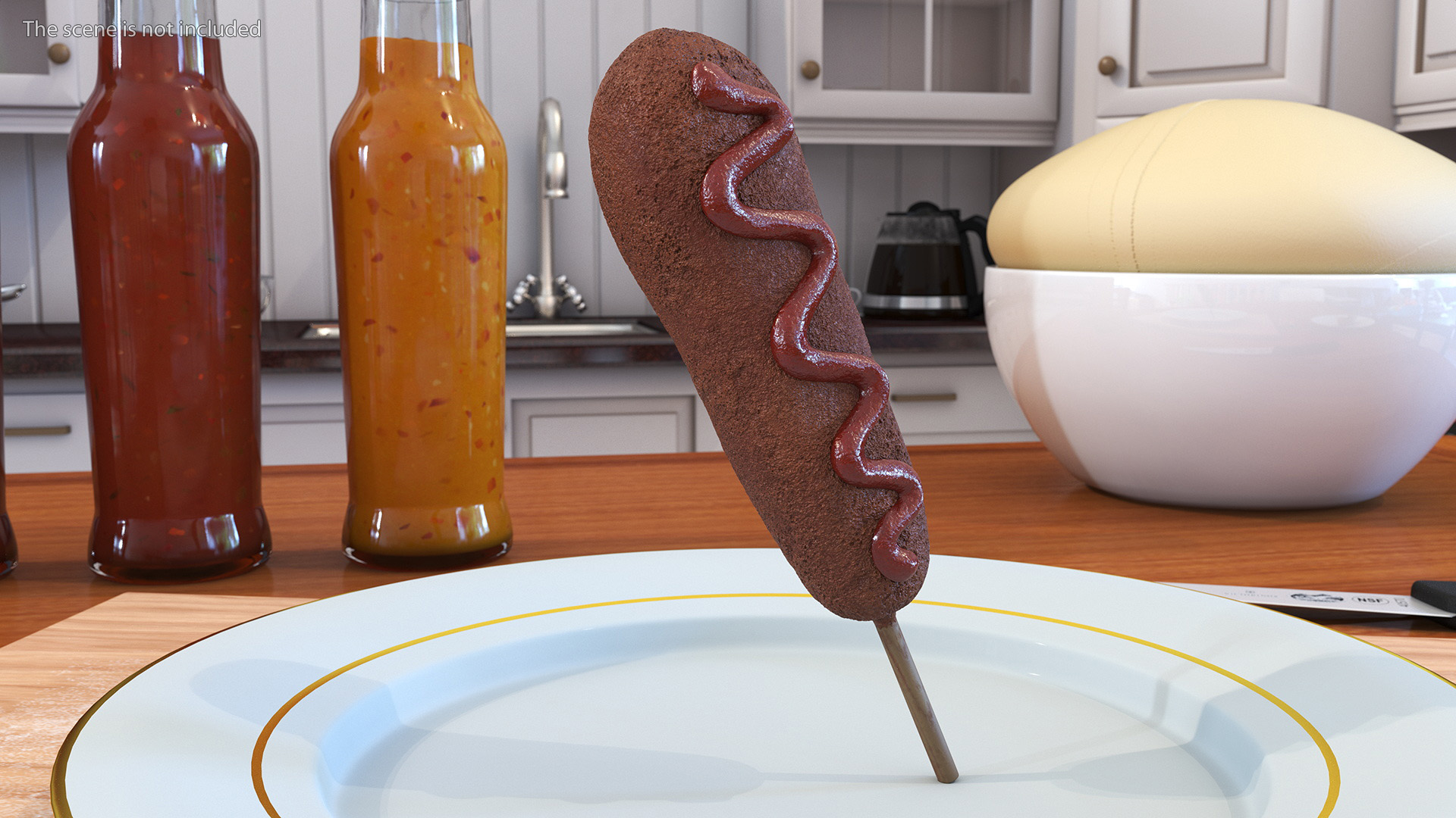 3D Corn Dog with Ketchup