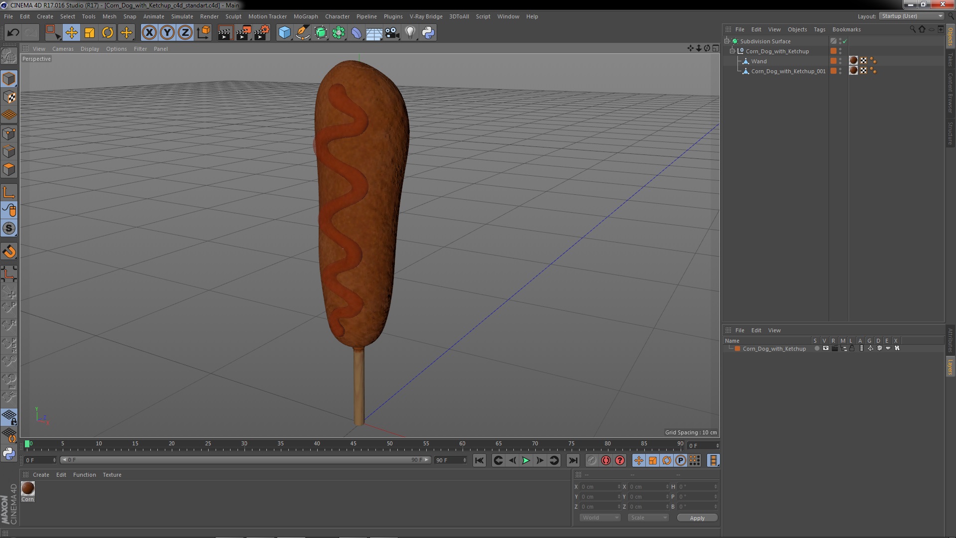 3D Corn Dog with Ketchup