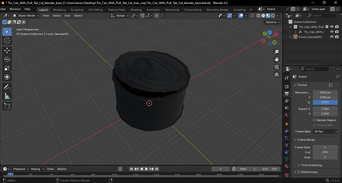 3D model Tin Can With Pull Tab Lid