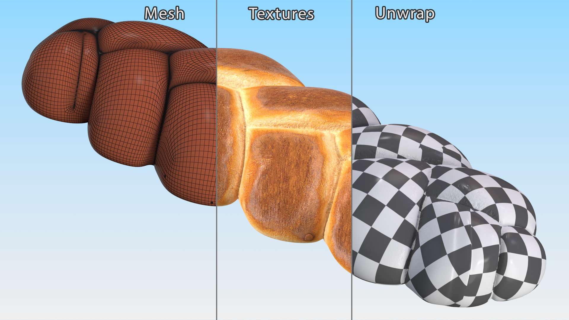 Braided Egg Bread 3D