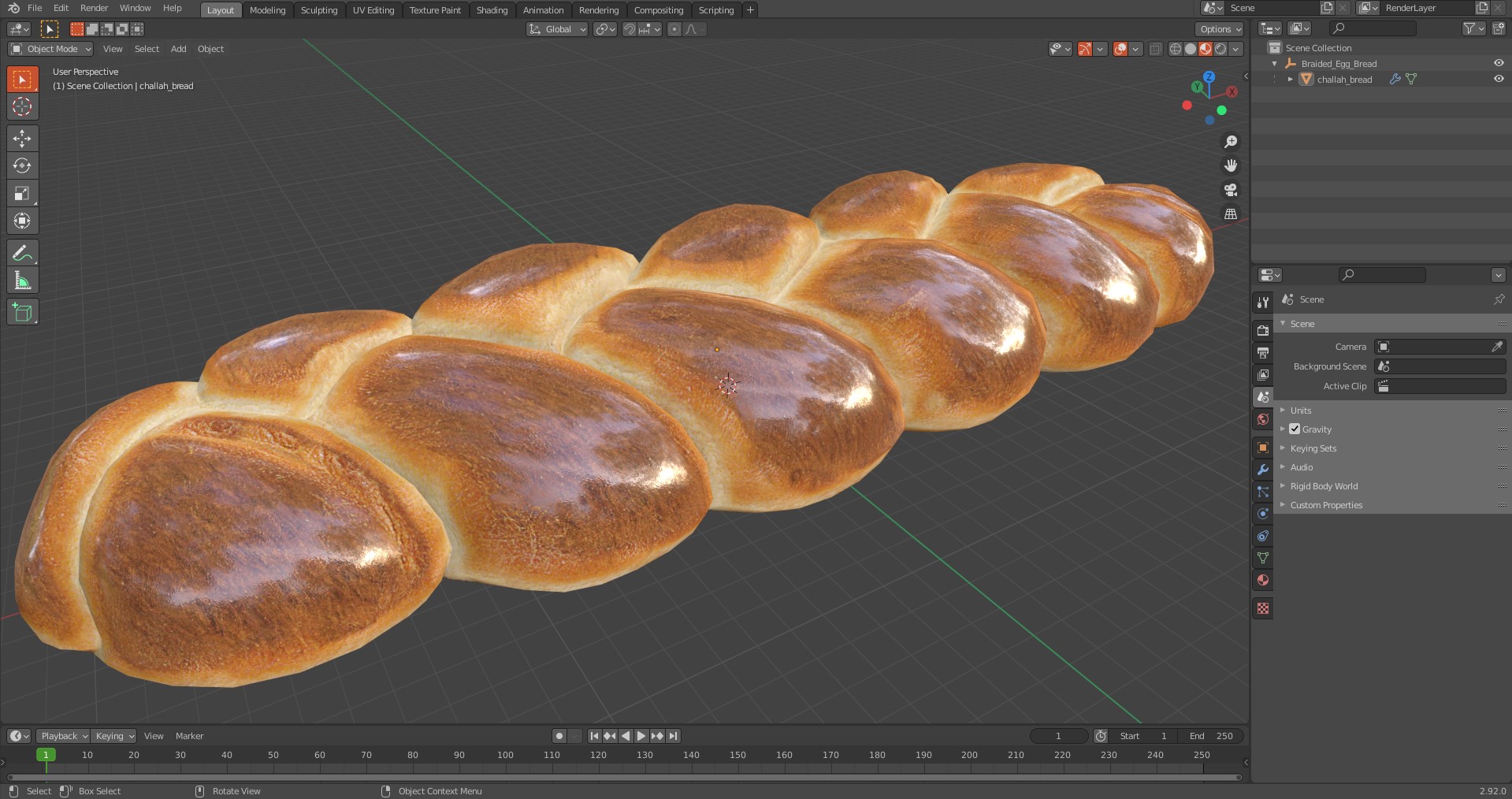 Braided Egg Bread 3D