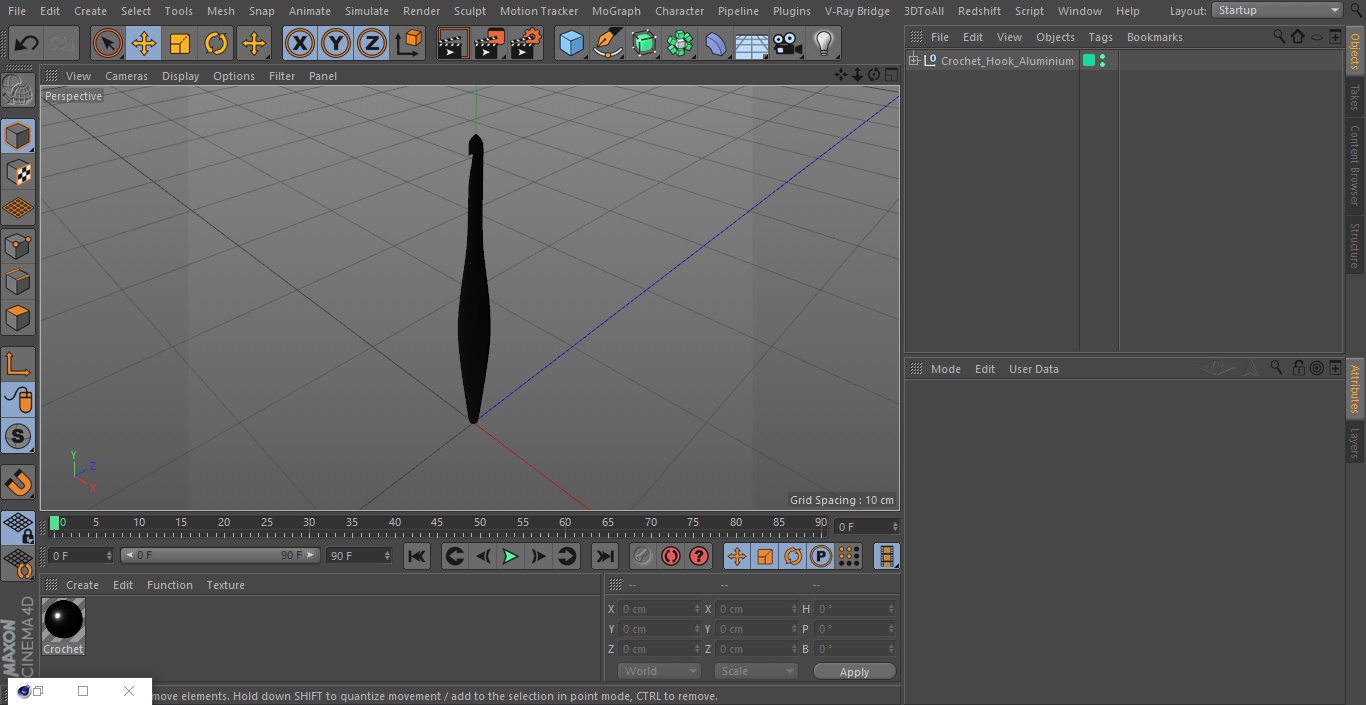 Crochet Hook Aluminium 3D