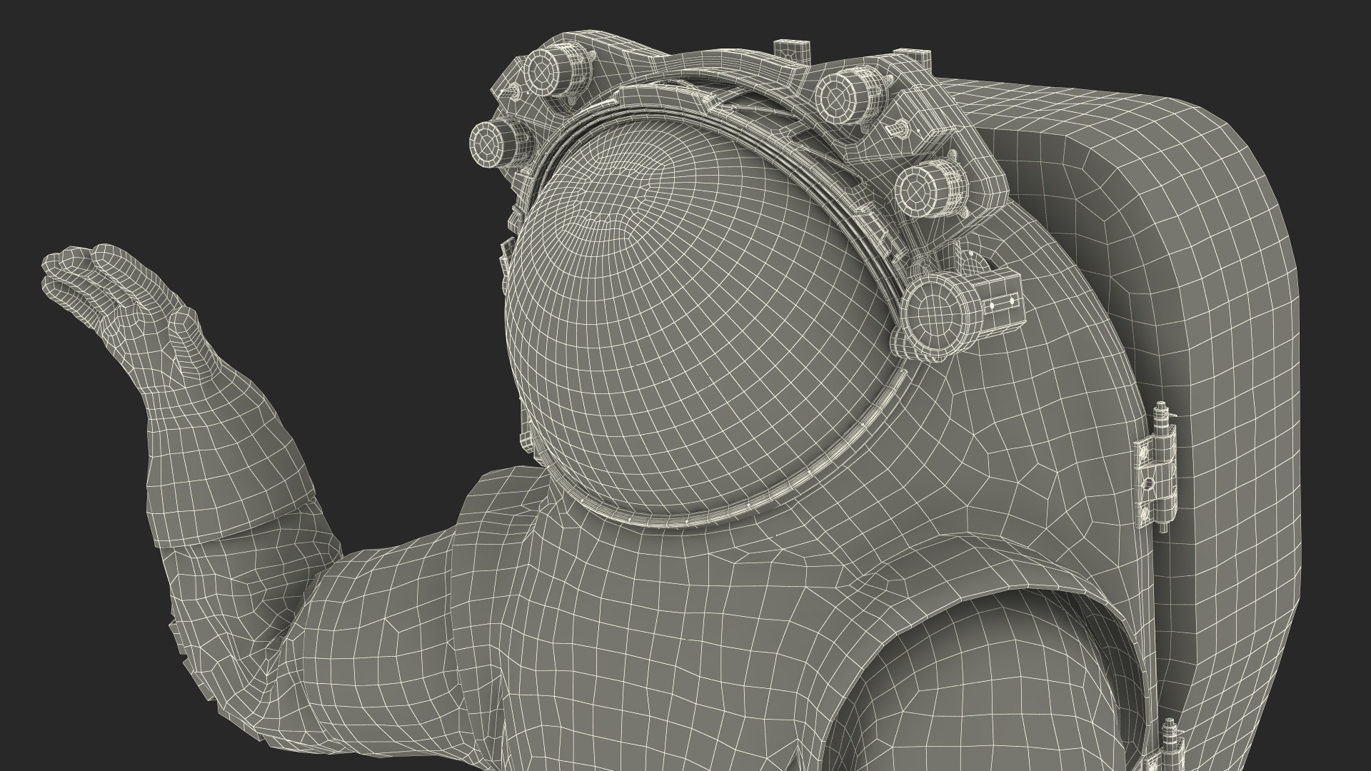 3D Modern NASA Spacesuit Axiom on Astronaut Waving Pose Fur