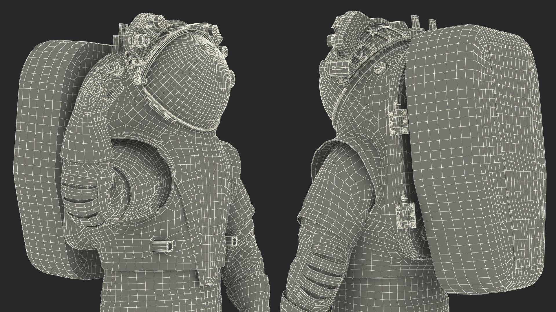 3D Modern NASA Spacesuit Axiom on Astronaut Waving Pose Fur