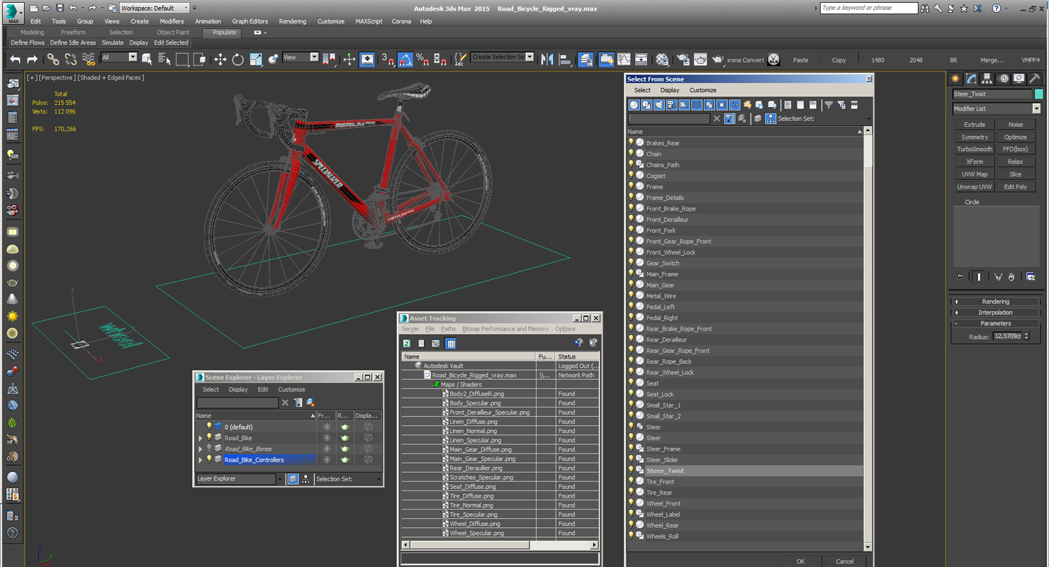 Road Bicycle Rigged 3D model