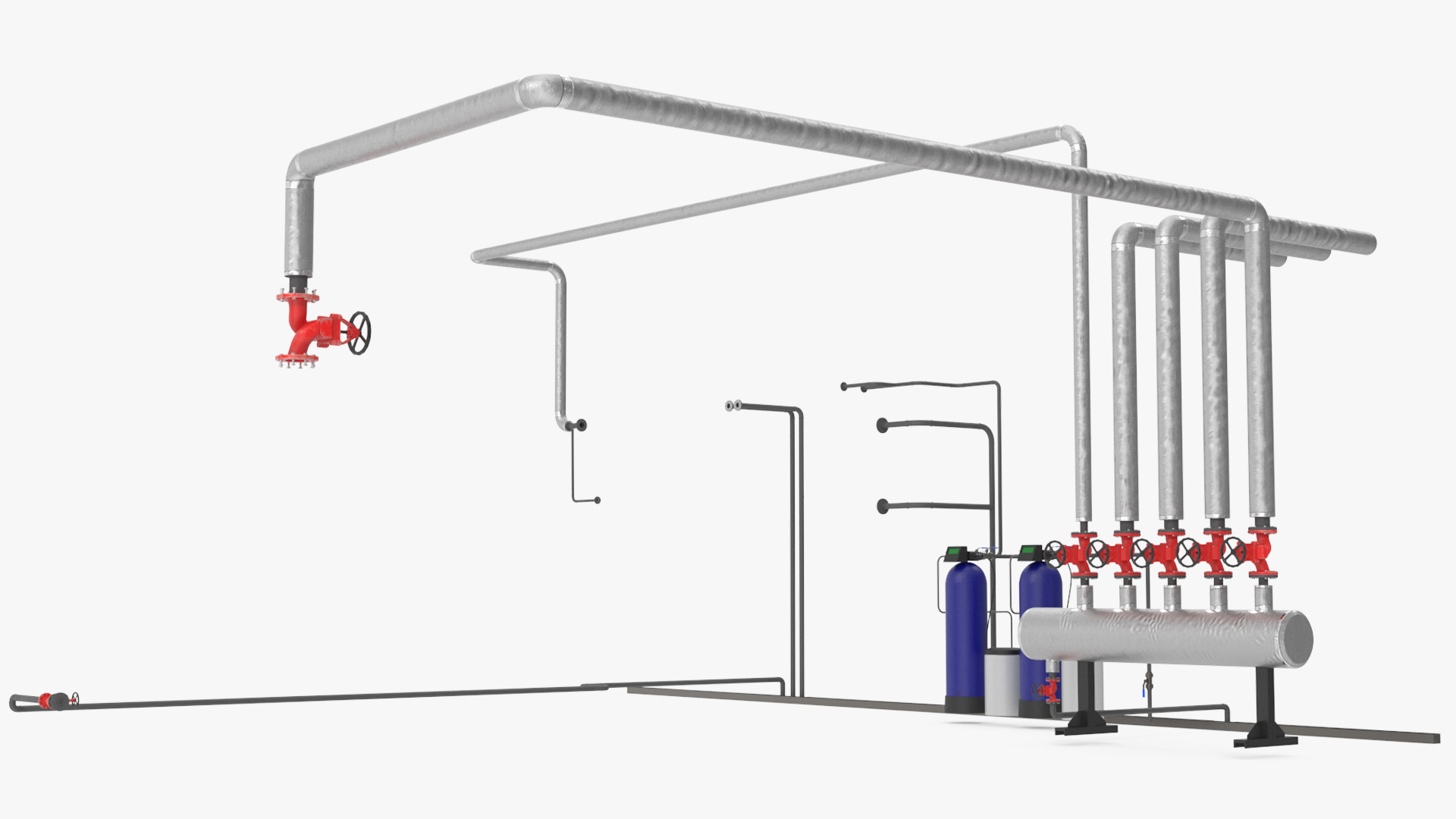 Boiler Steam Pipe System with Filtration Tanks