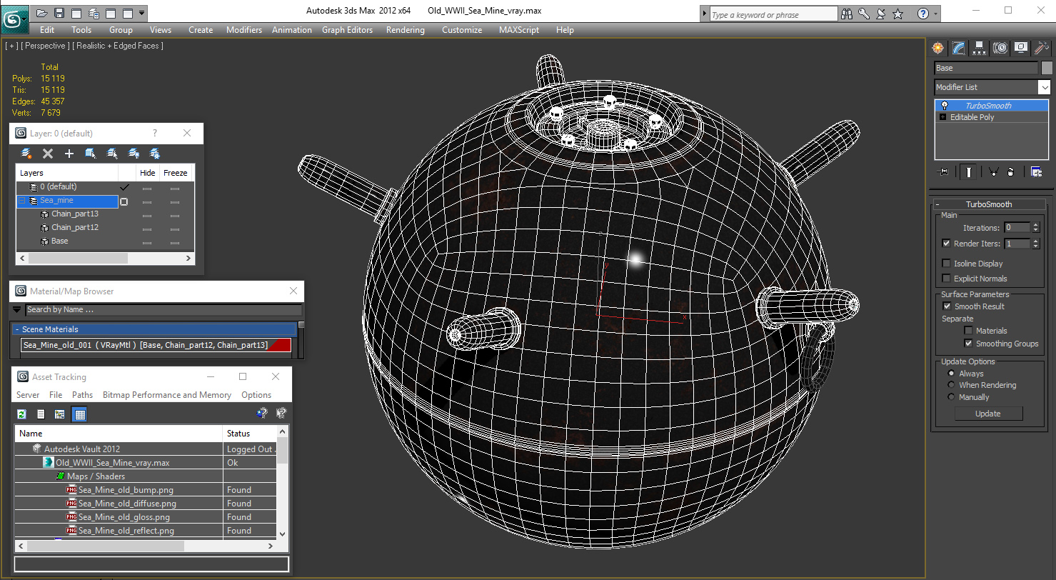 Old WWII Sea Mine 3D
