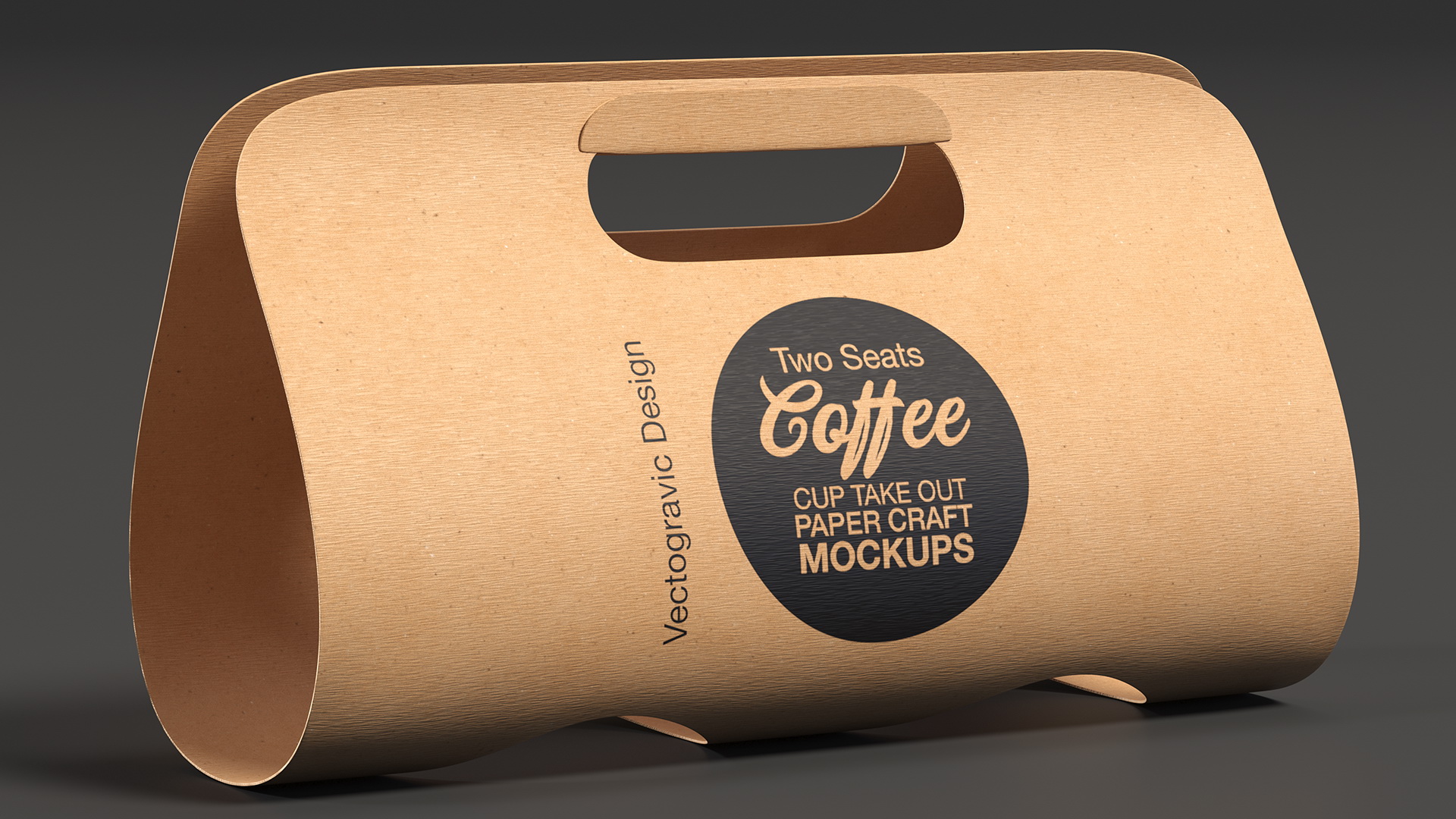 Mockup Two Seats Paper Cup Carrier 3D model