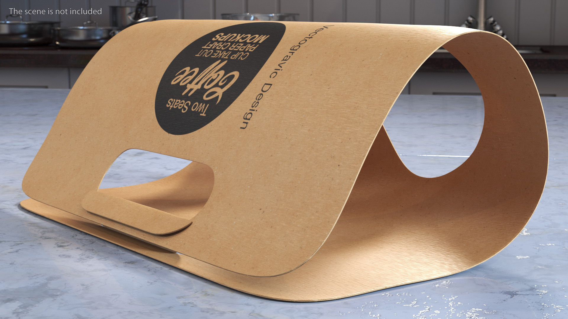 Mockup Two Seats Paper Cup Carrier 3D model