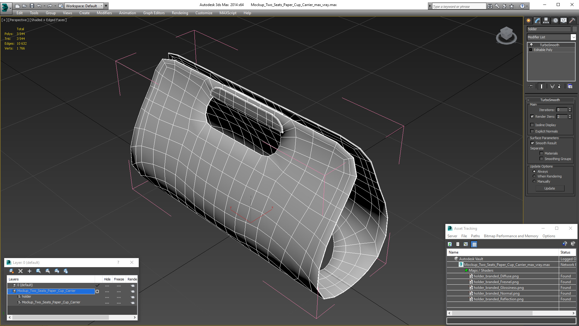 Mockup Two Seats Paper Cup Carrier 3D model