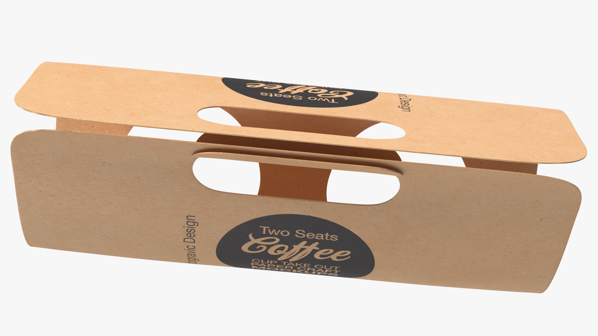 Mockup Two Seats Paper Cup Carrier 3D model