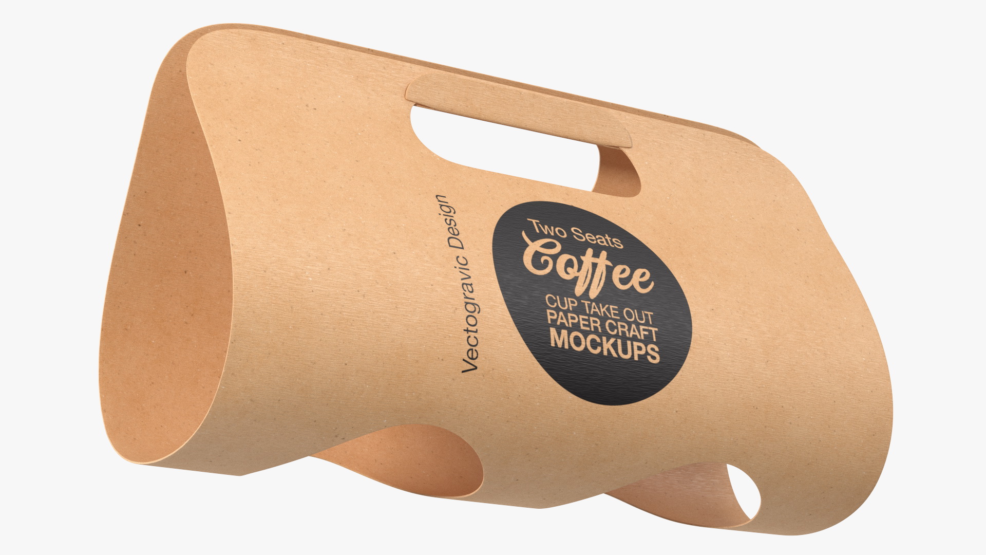 Mockup Two Seats Paper Cup Carrier 3D model