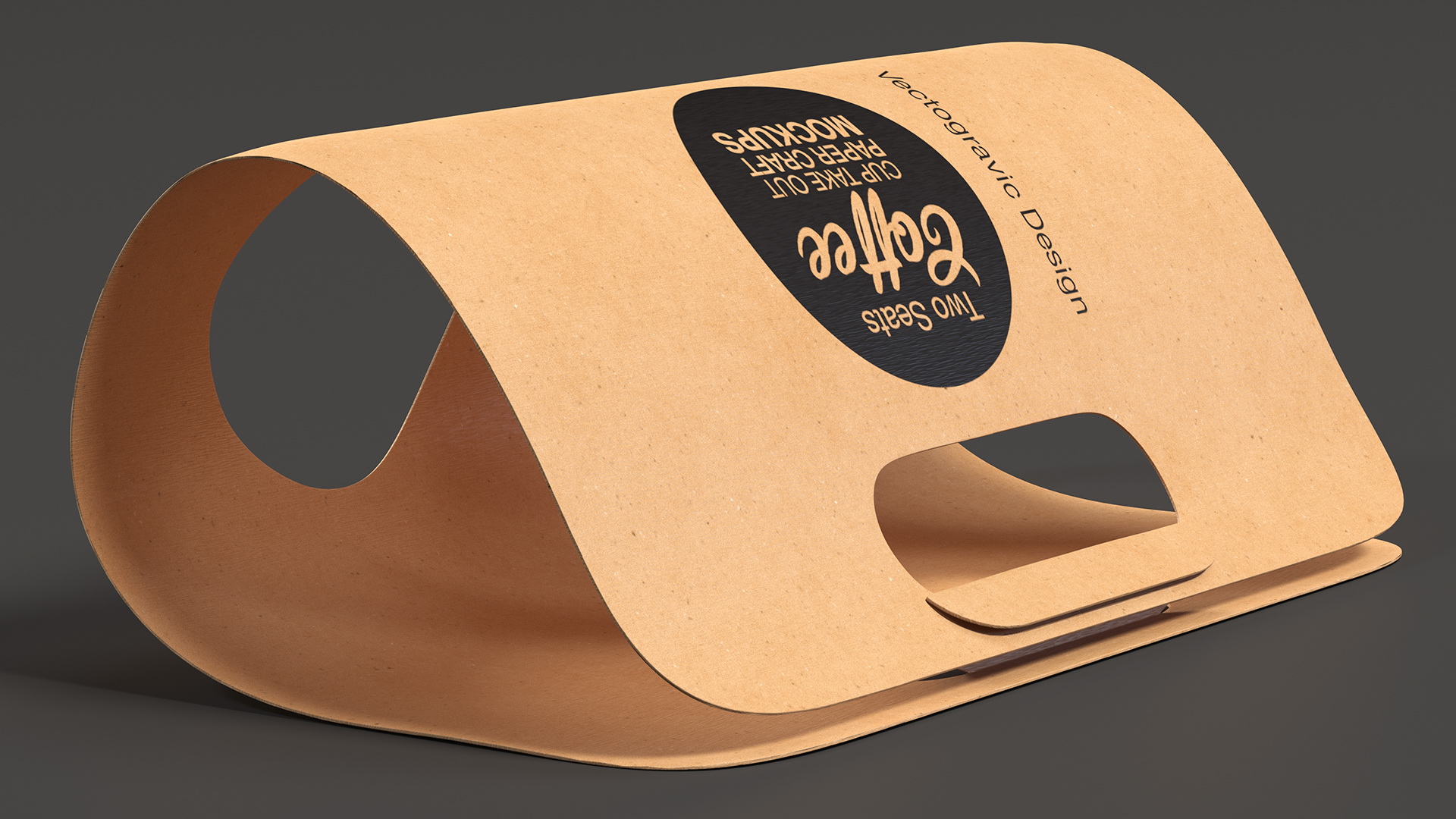 Mockup Two Seats Paper Cup Carrier 3D model