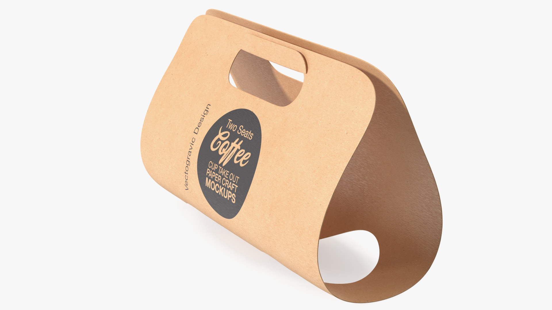 Mockup Two Seats Paper Cup Carrier 3D model