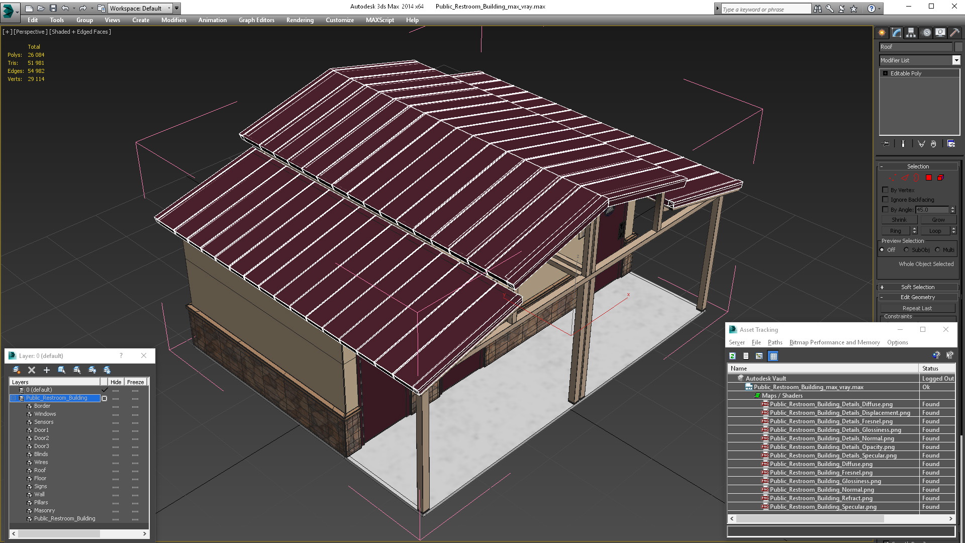 Public Restroom Building 3D model