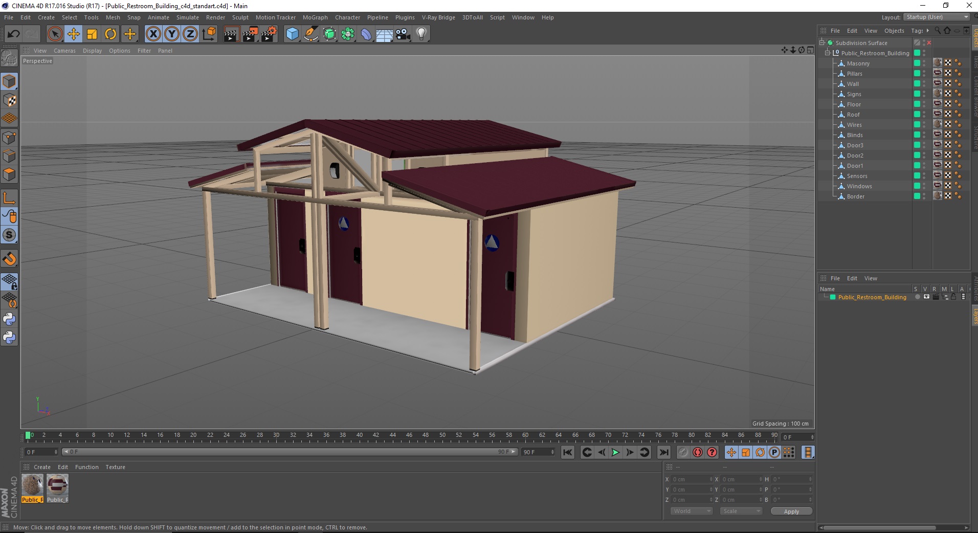 Public Restroom Building 3D model