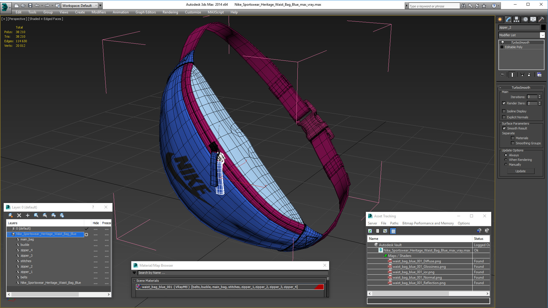 Nike Sportswear Heritage Waist Bag Blue 3D model