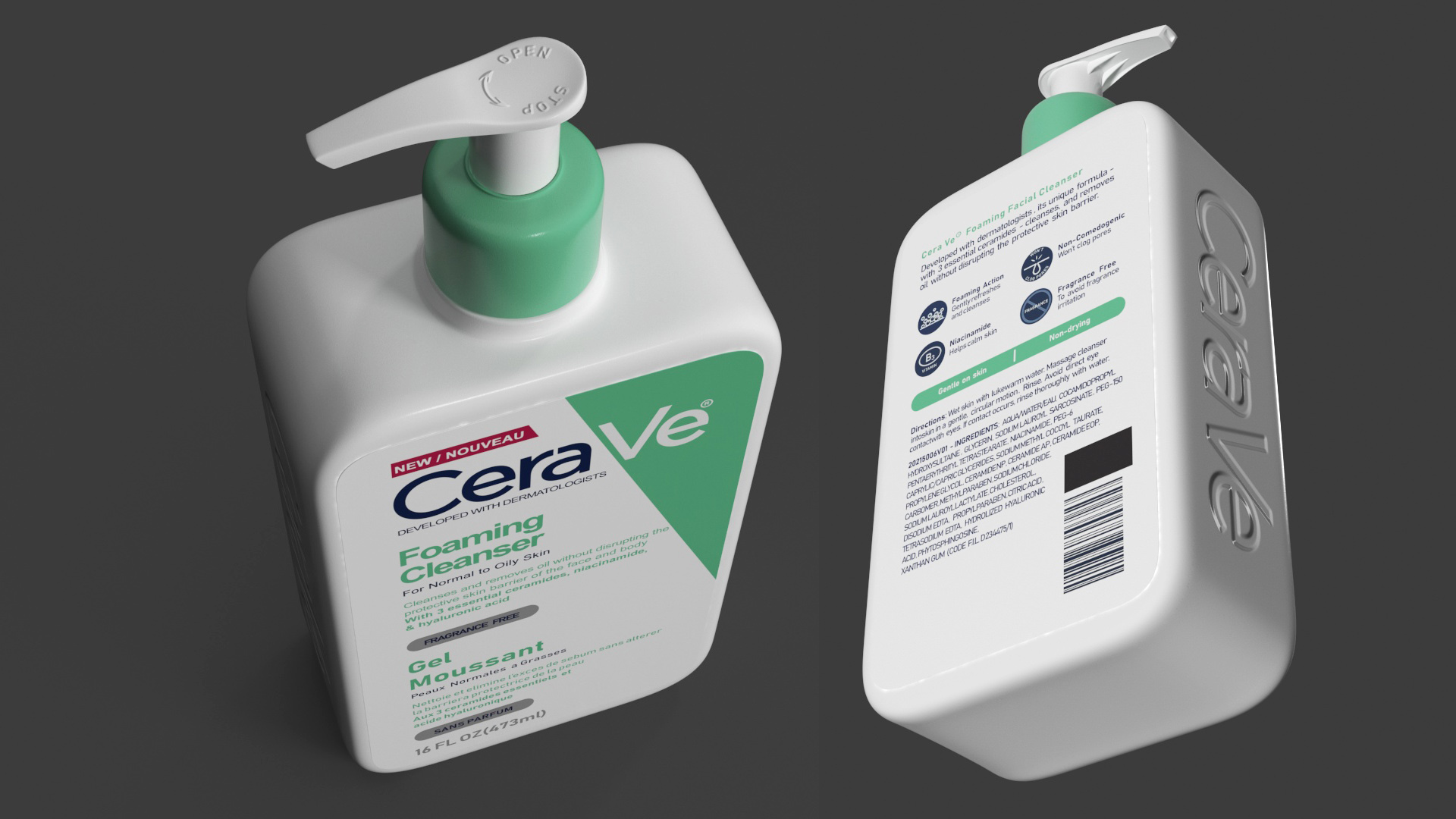 CeraVe Cleanser Dispenser Bottle 473 ml Mint 3D model