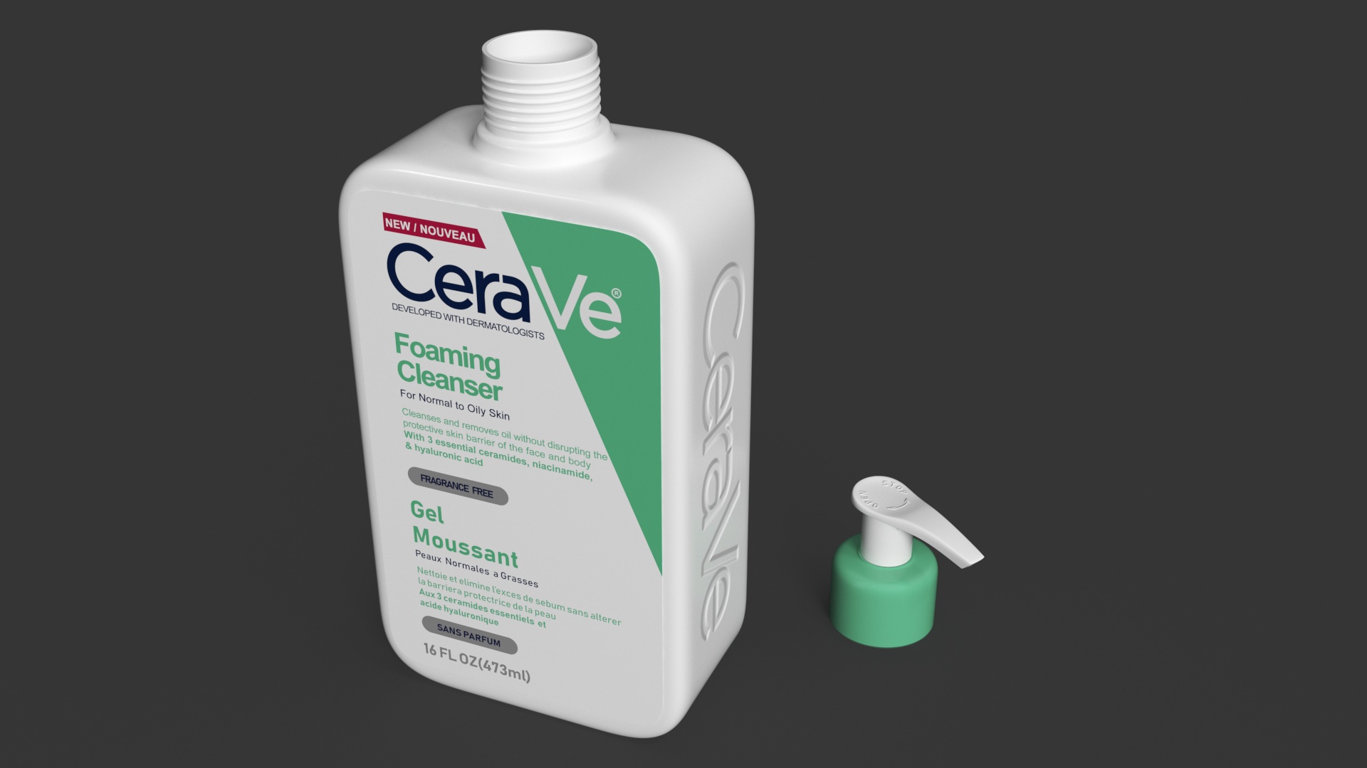 CeraVe Cleanser Dispenser Bottle 473 ml Mint 3D model