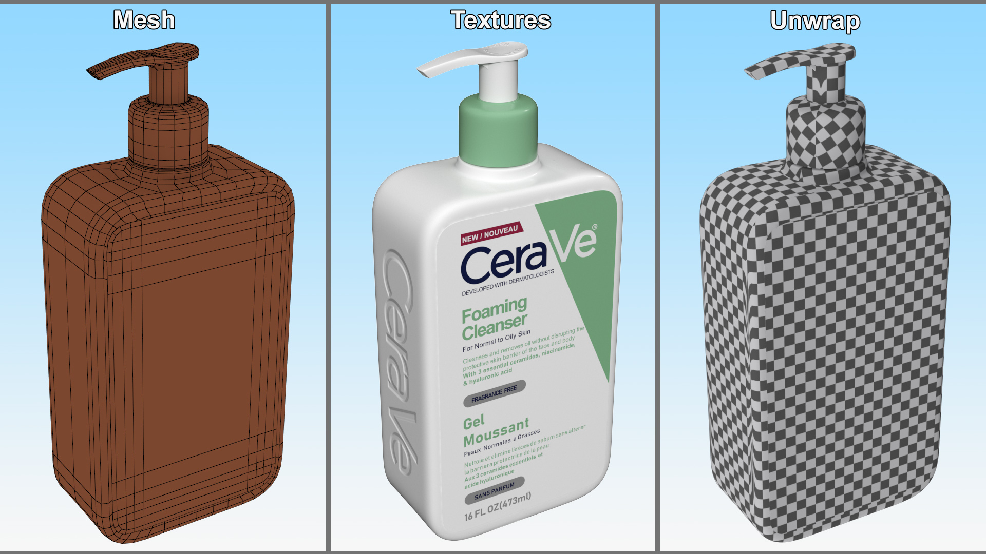 CeraVe Cleanser Dispenser Bottle 473 ml Mint 3D model
