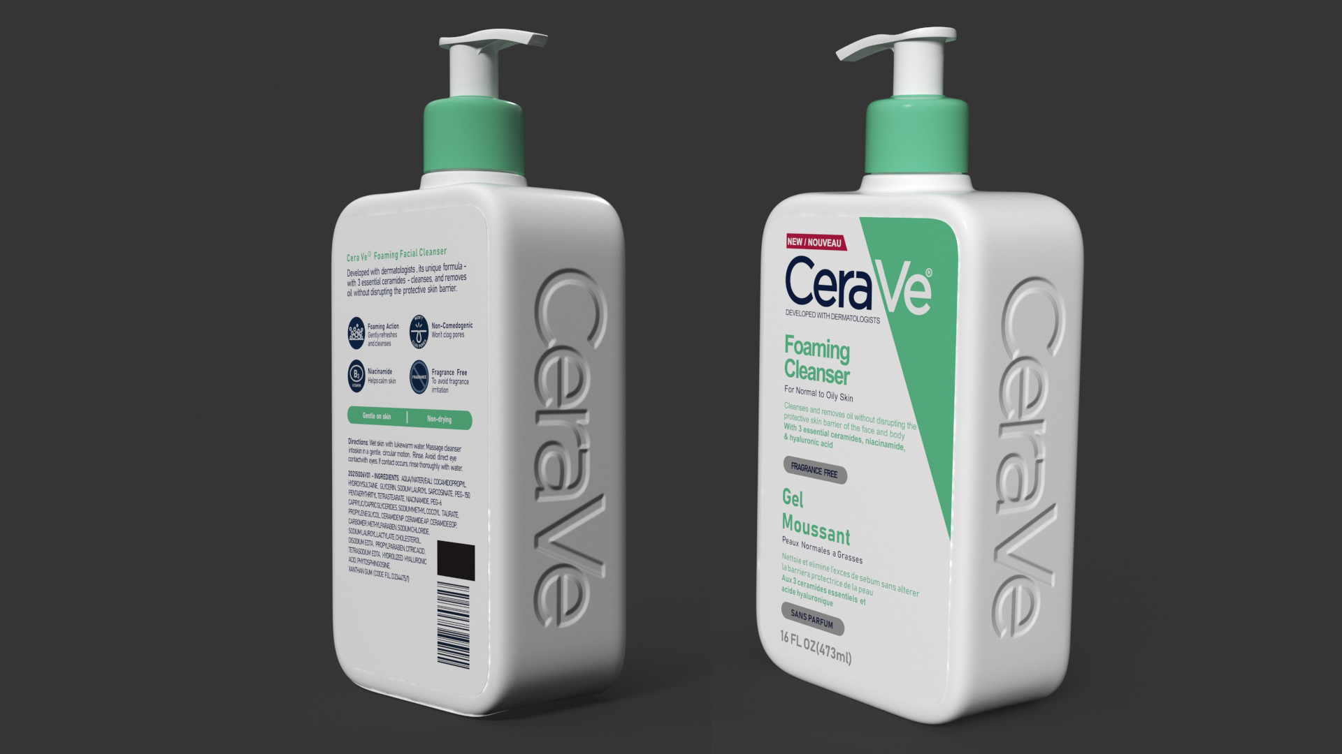 CeraVe Cleanser Dispenser Bottle 473 ml Mint 3D model