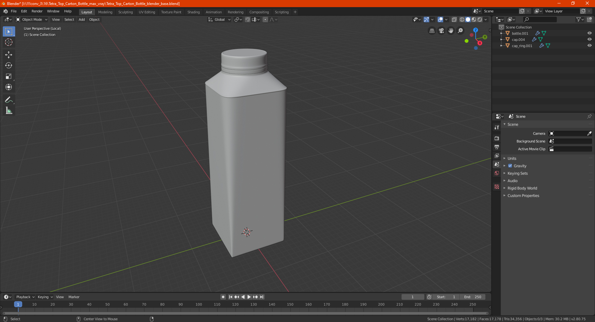 3D Tetra Top Carton Bottle model