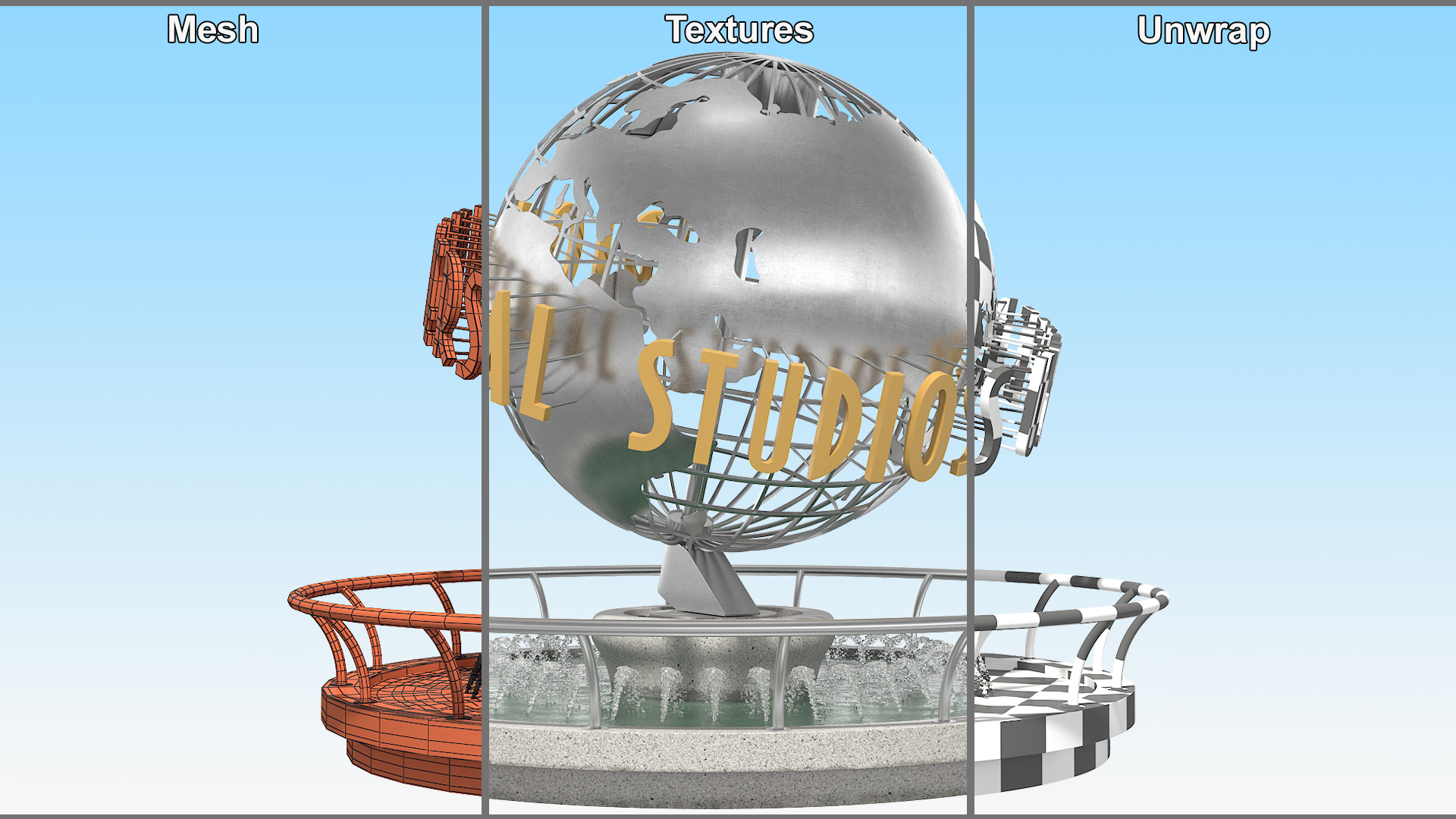 Universal Studios Rotating Globe Fountain Sculpture - view 5