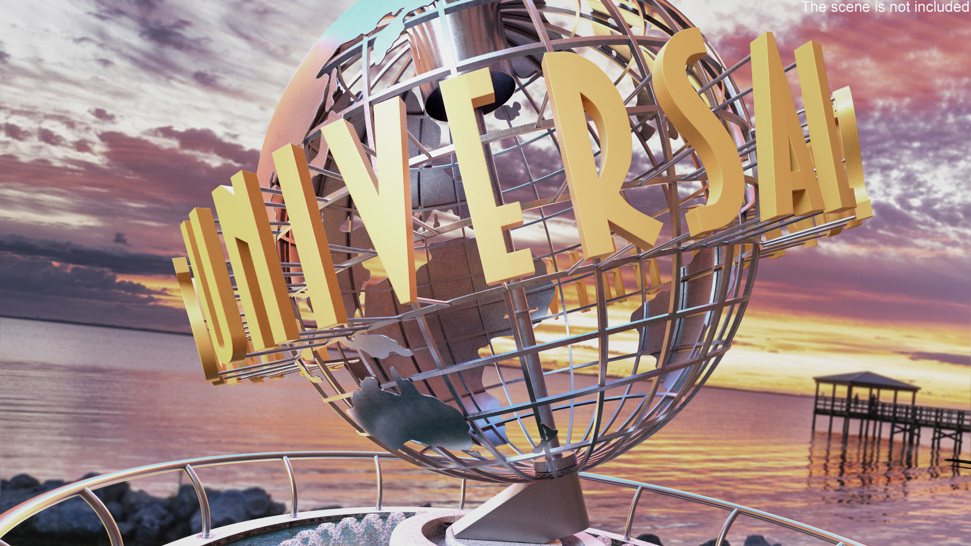 Universal Studios Rotating Globe Fountain Sculpture - view 2