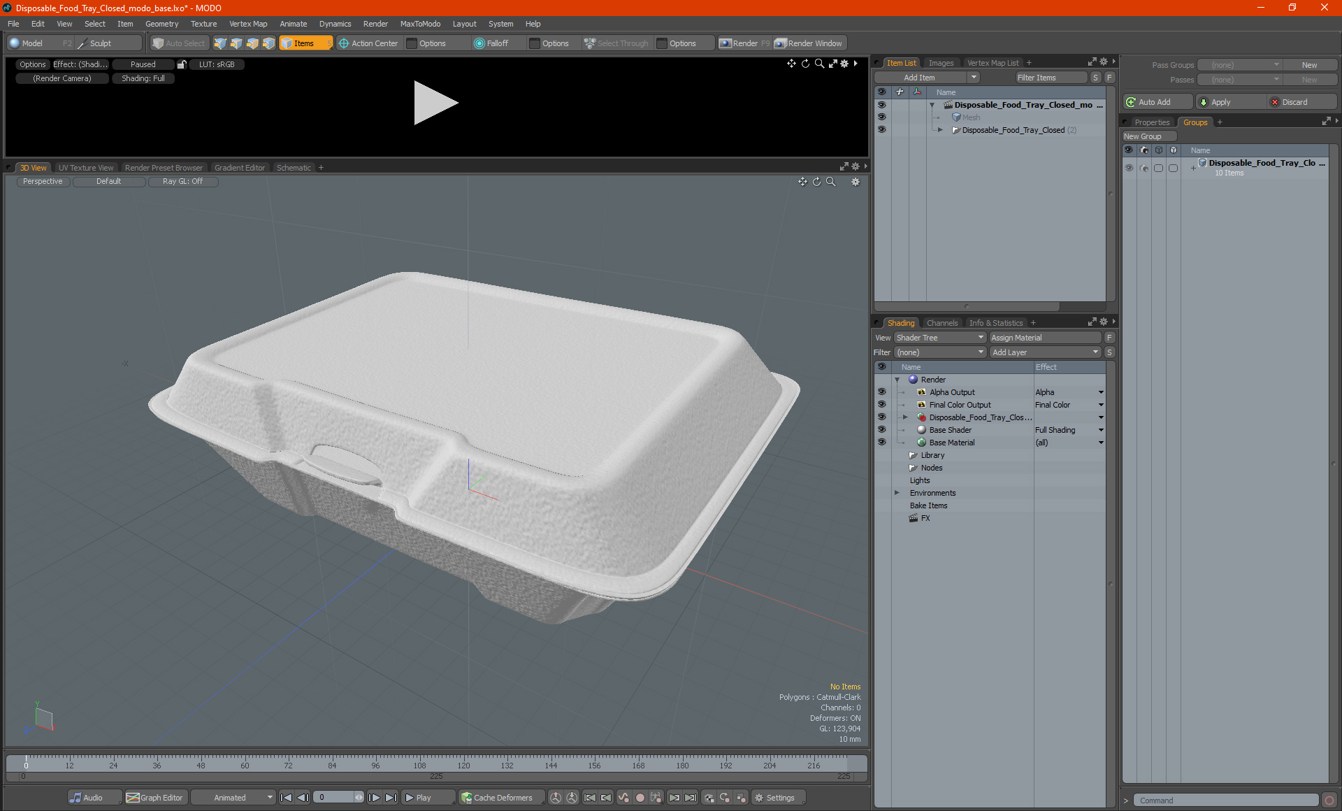 Disposable Food Tray Closed 3D