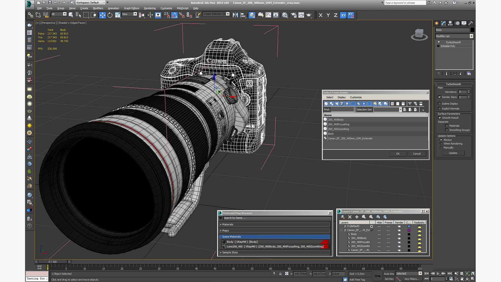 3D Canon EF 200 400mm USM Extender