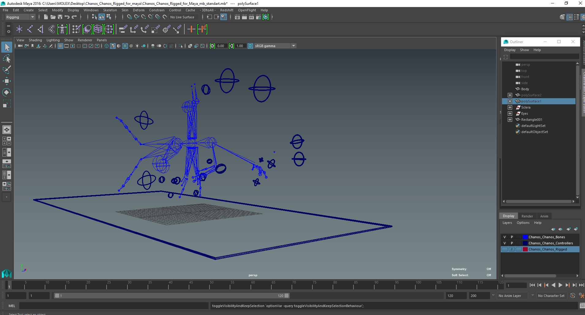 Chanos Chanos Rigged for Maya 3D model