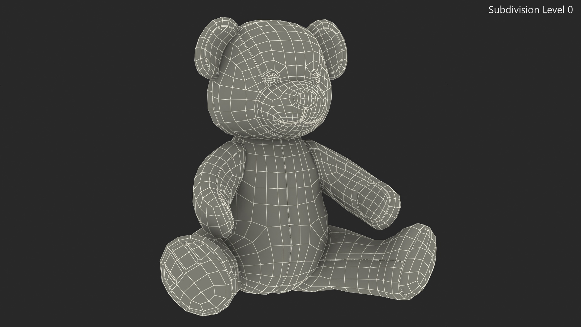 Teddy Bear Light Color Sitting Fur 3D model