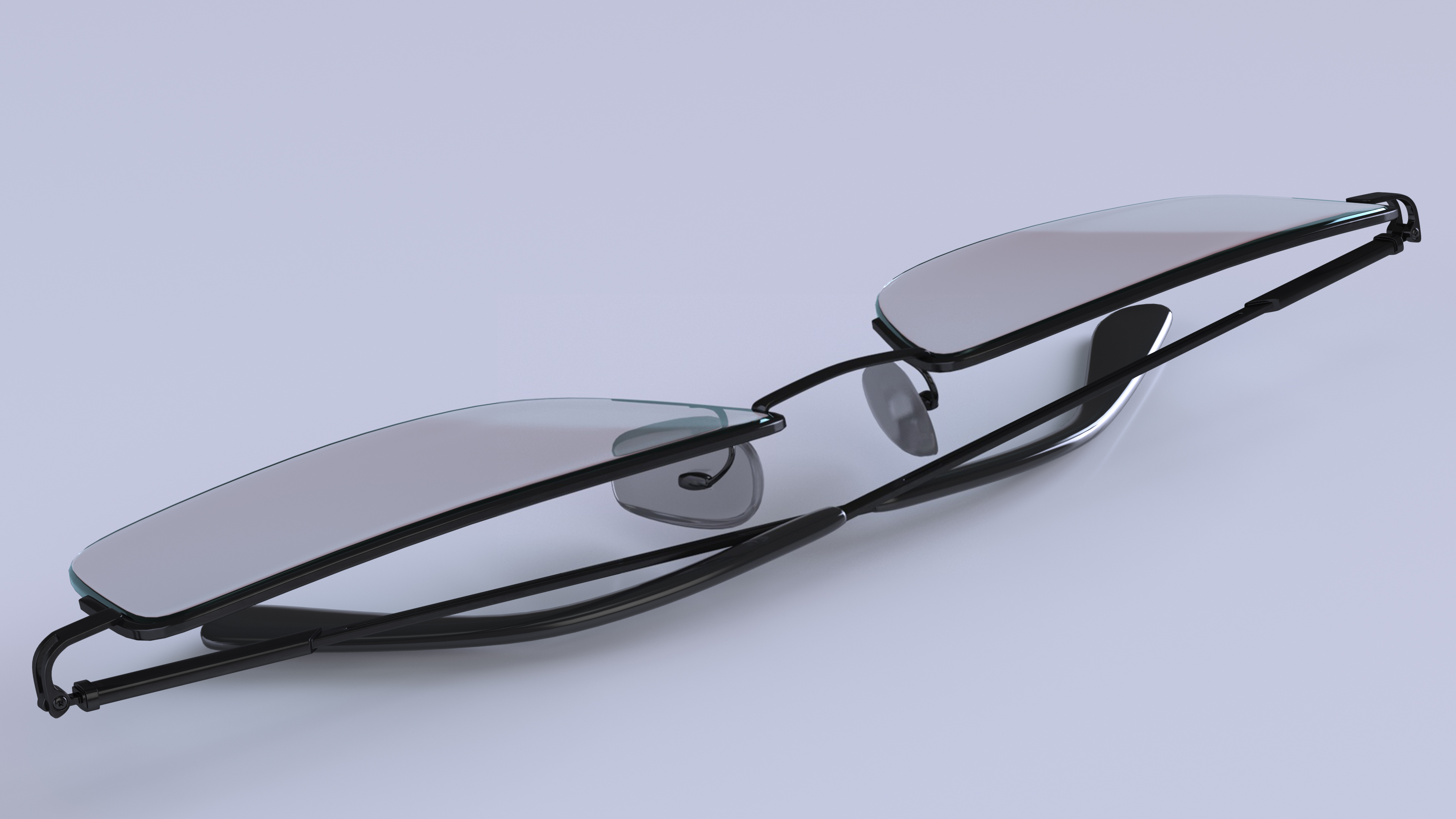 3D model Rectangular Computer Glasses Folded