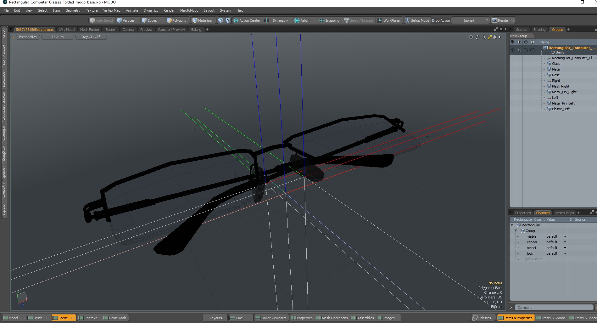 3D model Rectangular Computer Glasses Folded