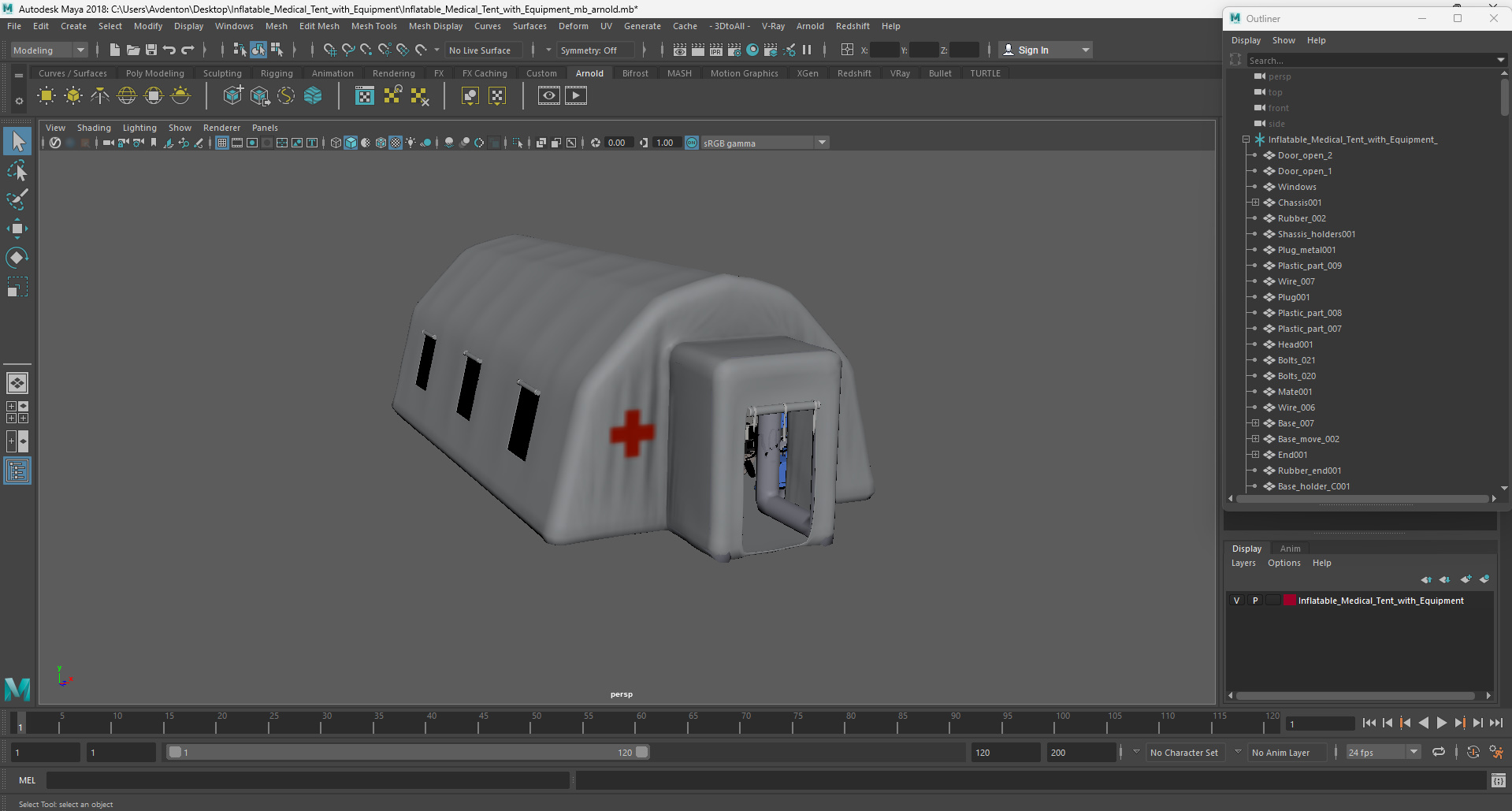 3D Inflatable Medical Tent with Equipment model
