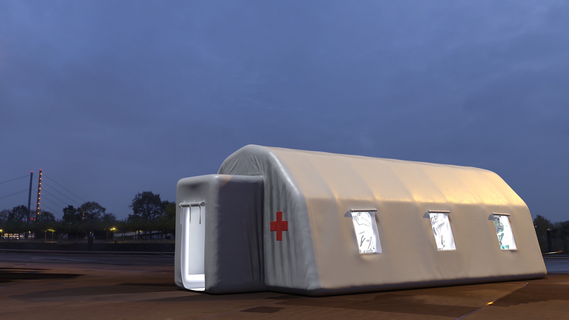 3D Inflatable Medical Tent with Equipment model