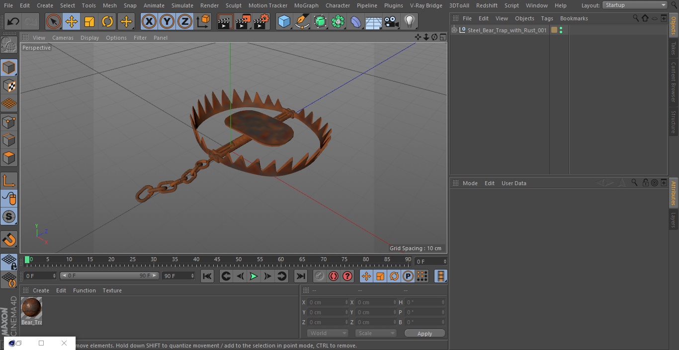 3D model Steel Bear Trap with Rust